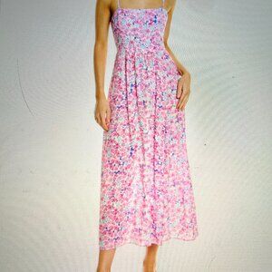 NWT Favorite Daughter The Monty Dress, Pink Abstract Floral, XL